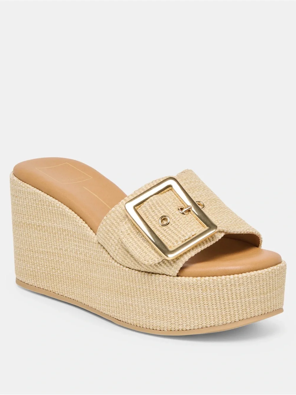 DOLCE VITA JILLIAN WEDGE SANDALS LT NATURAL RAFFIA 9